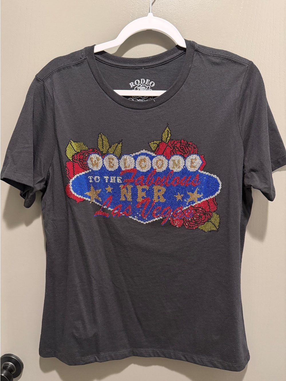 Rodeo Quincy embellished Las Vegas sign style NFR T-shirt